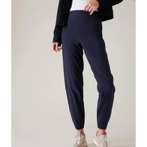 Athleta Navy Blue Brooklyn Jogger Pant Women's 14 Travel Commute Elastic Waist - Picture 1 of 8